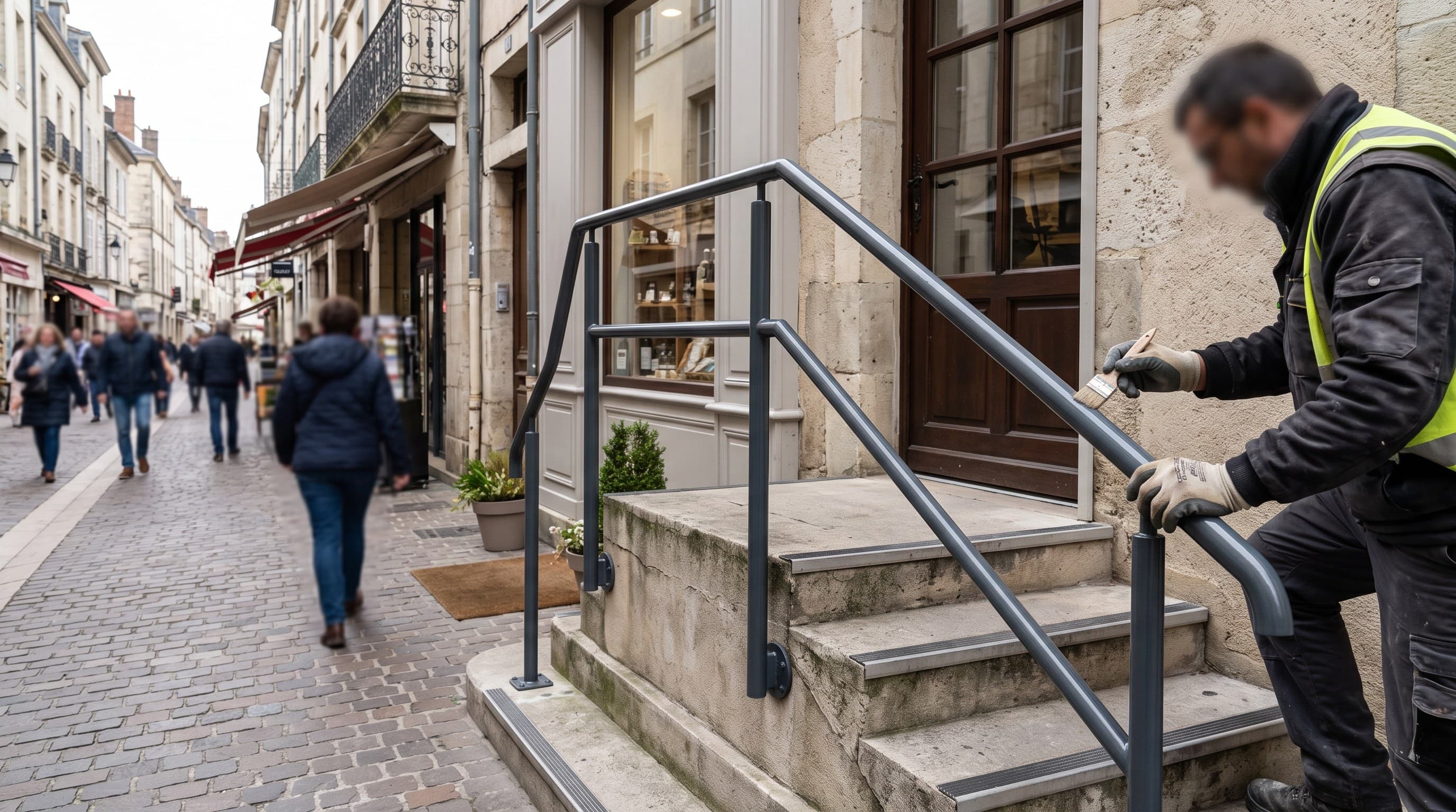 La Chapelle-sur-Erdre, escaliers et accès des commerces