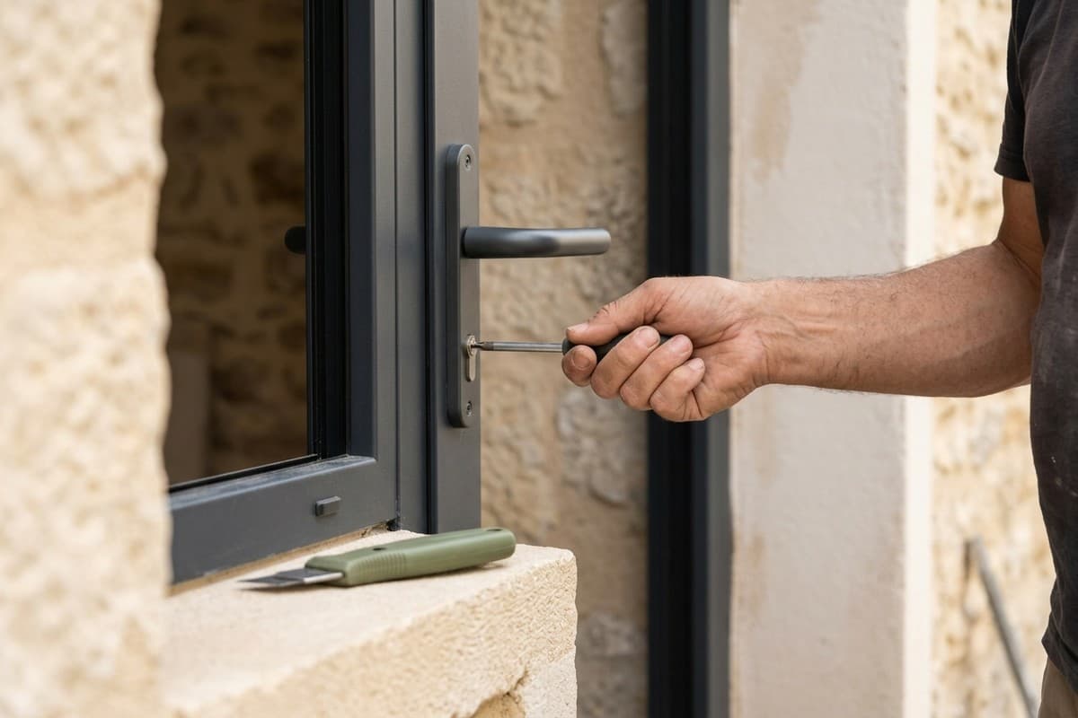 Pose d'une poignée adaptée sur une porte de commerce élargie