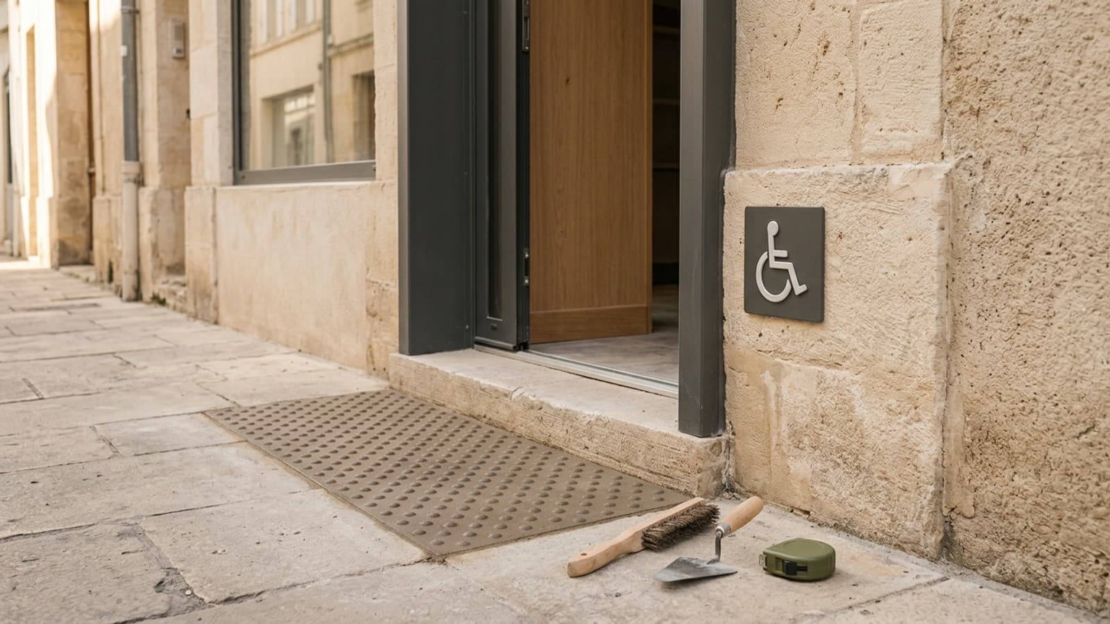 Signalétique et bandes d'éveil PMR à Nantes