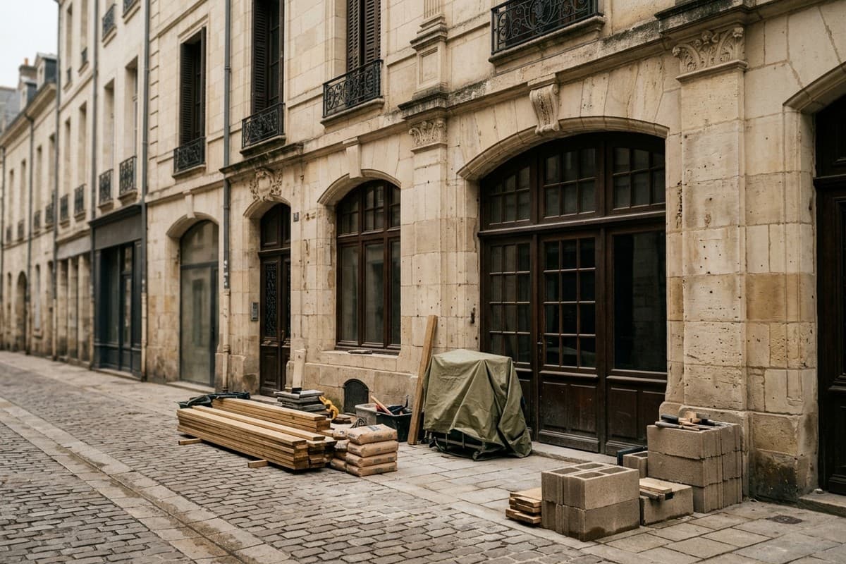 Rue commerçante du centre-ville de Nantes, façades anciennes