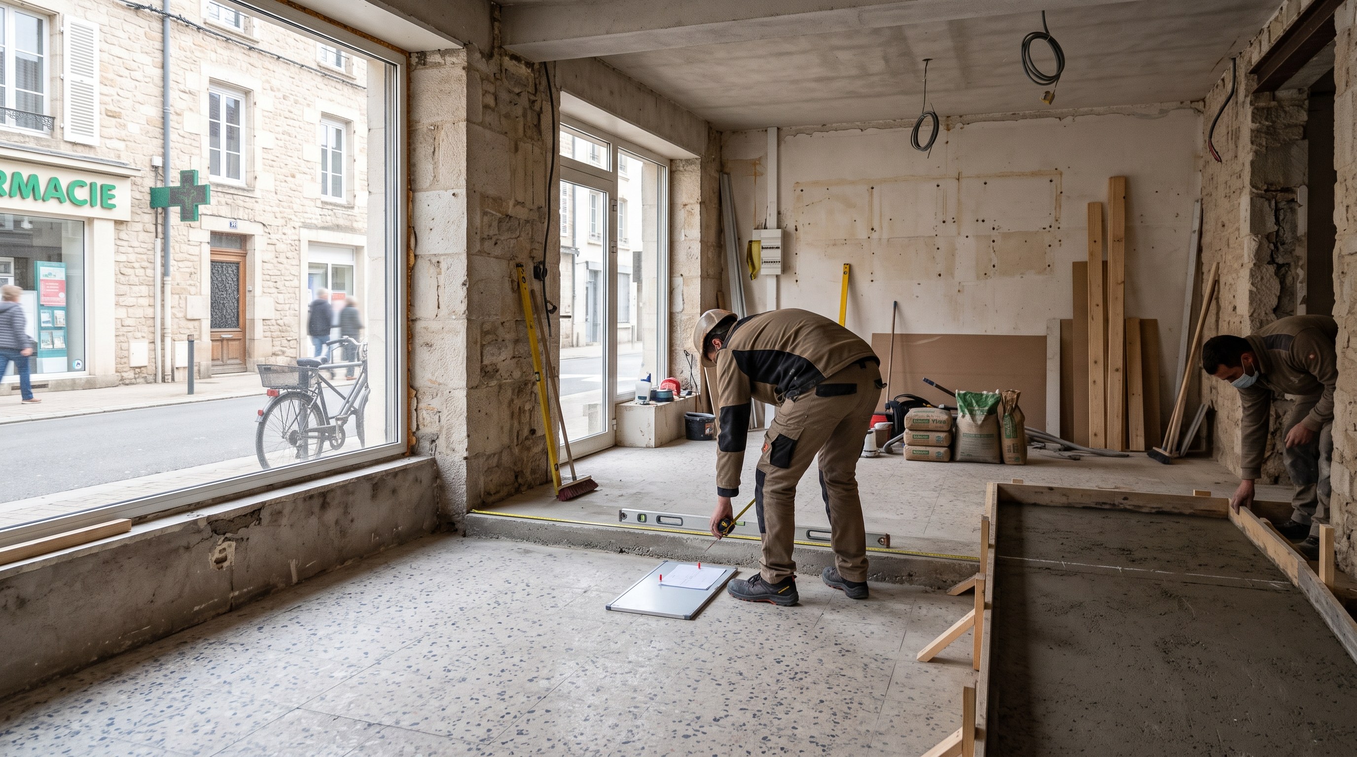 Local commercial vide en cours de diagnostic avant travaux d'aménagement
