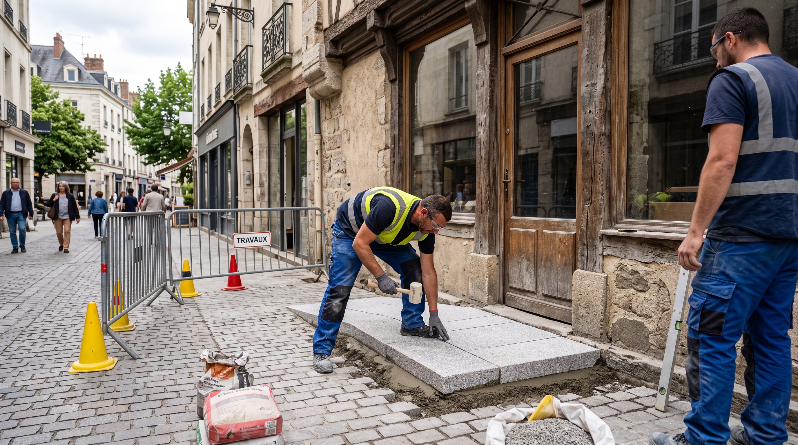 Rue commerçante du centre-ville de Nantes, façades anciennes